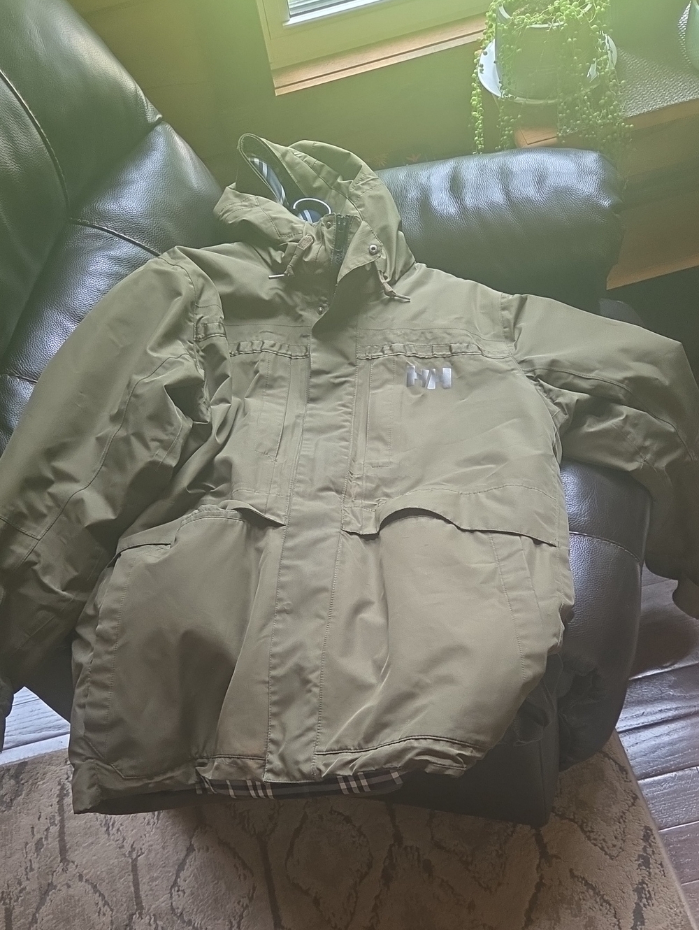 Helly Hansen Mens Olive Hooded Puffer Jacket